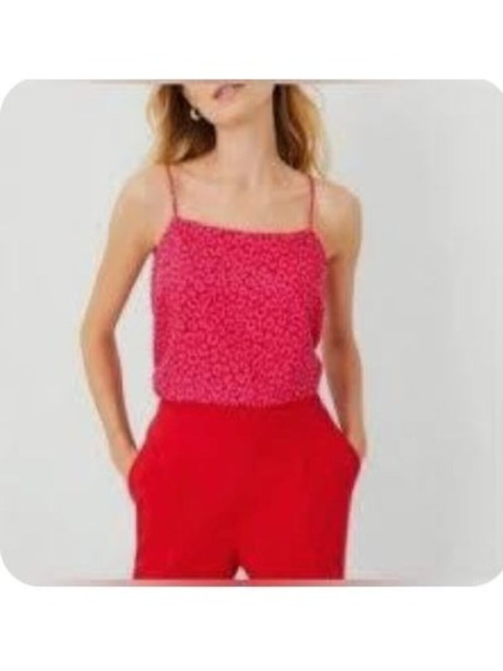 Ann Taylor Pink Leopard Print Cami Tank Top Adjustable Straps NWT XL